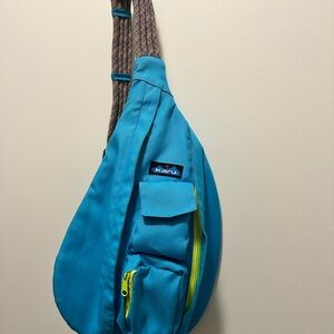 Kavu Teal Belt Bag with Yellow Accents